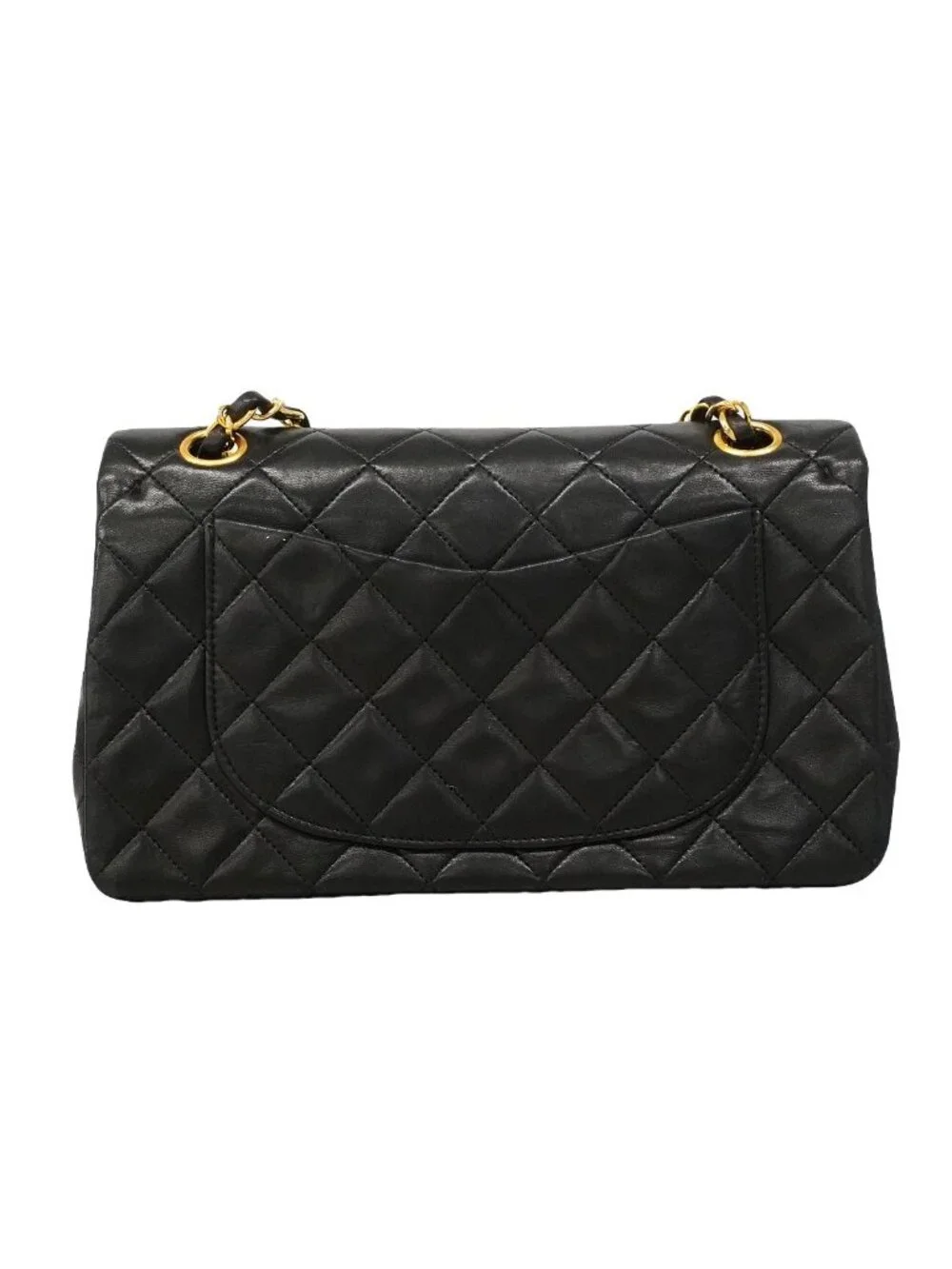 Chanel Shoulder Bag Quilted Lambskin Black Gold